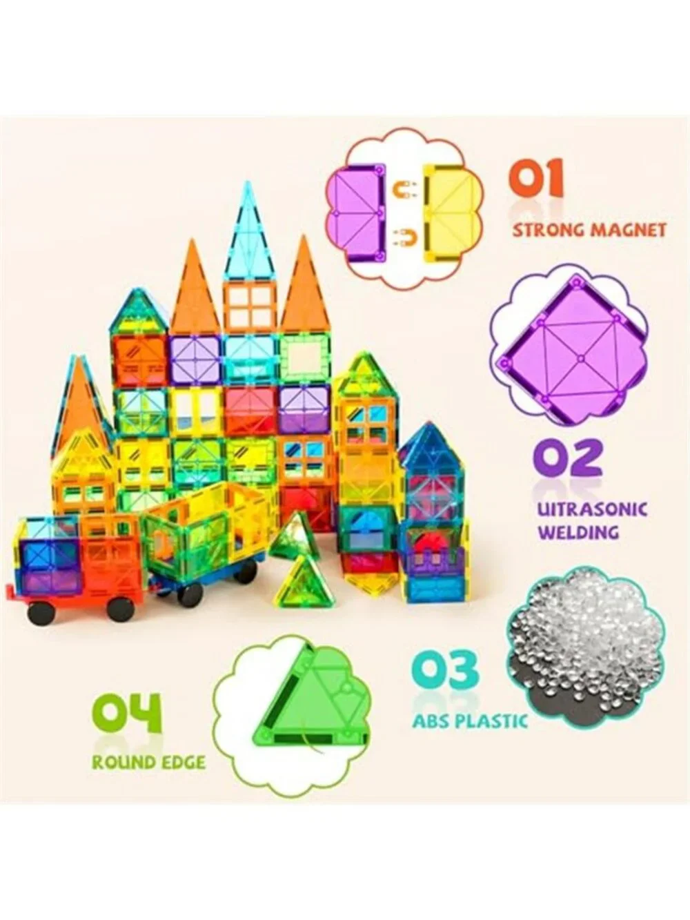 120Pcs Magnetic Tiles Magnetic 3D Building Blocks Set Educational